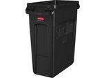 Rubbermaid Abfallbehälter Slim Jim, L 590 x B 280 x H 630 mm, 60 l, Kunststoff, schwarz