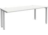 Schäfer Shop Genius Schreibtisch MODENA FLEX, 4-Fuß-Quadratrohr, verkürzte Seitenteile, B 1800 mm, lichtgrau