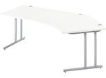 Schäfer Shop Select Winkelschreibtisch COMBITEC, 135° Winkel rechts, C-Fuß, B 2165 x T 800/800 x H 677-817 mm, weiß/weißalu