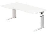 Schreibtisch TARVIS, Freiform, B 1800 x T 800/1000 x H 680-820 mm, Gestell weiß, weiß