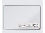nobo Whiteboard Premium Plus, Stahl weiß emailliert, magnethaftend, B 1800 x H 900 mm, inkl. abnehmbarer Stiftablage und 1 Boardmarker