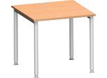 Schäfer Shop Genius Schreibtisch MODENA FLEX, 4-Fuß-Rundrohr, B 800 x T 800 mm, Buche/weißalu