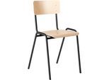 Stapelstuhl Ceha® CS 3, stapelbar bis 15 Stück, ohne Armlehnen, Sperrholz & Stahlrohr pulverbeschichtet, B 385 x T 390 x H 490 mm, Buche/schwarz