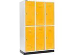 Schäfer Shop Select Kleiderspind, mit 3 x 2 Abteilen, 400 mm, mit Sockel, Drehriegelverschluss, Tür rapsgelb