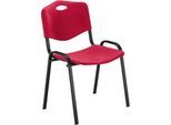 NowyStyl Besucherstuhl, H 470 mm x B 460 mm x T 410 mm, Kunststoff, mit Stahlgestell, Antikratzfüße, stapelbar, schwarz-rot
