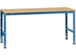 Manuflex Arbeitstisch UNIVERSAL Standard, 2000 x 1000 mm, Multiplex natur, brillantblau