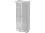 Aktenschrank mit Glastüren ULM, 5 OH, B 800 x T 420 x H 2004 mm, lichtgrau