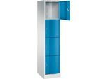 C+P Schließfachschrank Resisto, 1 Abteil, 4 Fächer, B 396 x T 540 x H 1950 mm, Lichtgrau/Lichtblau