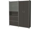 Kombischrank Toledo, mit Sichtrückwand, 2 Schübe, 5 OH abschließbar, B 1580 x T 380 mm, anthrazit