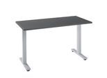 Home Office Schreibtisch Start Off, Rechteck, T-Fuß, B 1300 x T 650 x H 735 mm, graphit/weißaluminium