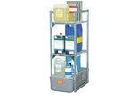 Fassregal Typ 120 Variante 1 CEMO, mit Gitterrostauflage für Kleingebinde, B 450 x H 1310 x T 820 mm