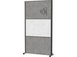 MAUL Stellwandsystem MAULconnecto, Steckmodule, 1x Akustikvlies hell, 2x Akustikvlies dunkel, Klettverbindung, auf Rollen, H 1800 x B 1000 mm, anthrazit