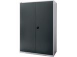 Schäfer Shop Genius Flügeltürenschrank FS, Stahl, mit Belüftungslöchern, B 1343 x T 620 x H 1950 mm, 5 OH, Weißalu/Anthrazitgrau, bis 750 kg
