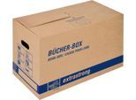 Transportbox Bücher-Box, besonders stabil, verstärkte Tragegriffe, doppelter Boden, Beschriftungsfelder, B 580 x T 300 x H 340 mm, Wellpappe, braun