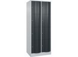 C+P Schließfachschrank Resisto, 2 Abteile, 8 Fächer, B 772 x T 640 x H 1950 mm, Lichtgrau/Anthrazitgrau