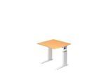 Schreibtisch TARVIS, C-Fuß, Quadrat, B 800 mm, Gestell weiß, höhenverstellbar, Buche