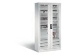 C+P Akkuladeschrank Comfort mit Sichtfenster aus Acrylglas, H 1950 x B 930 x T 500 mm, Lichtgrau