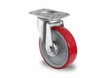 CASCOO Lenkrolle N2U6, mit Rad-ø 160 mm x B 40 mm, Polyamid-Felge, Polyurethan-Lauffläche, rot, Rollenlager, bis 300 kg