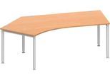 Schäfer Shop Genius Winkelschreibtisch MODENA FLEX 135°, Ansatz links, Buche/weißaluminium