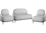 Garnitur ADMIRAL, 2 Sessel, 1 Sofa, 100 % Polyester, Stahlrohrgestell lackiert, grau