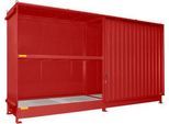 Regalcontainer Bauer Typ CEN 59-2 IBC, 2 Fachebenen, Schiebetor, 2000 l, B 6255 x T 1550 x H 3450 mm, feuerrot RAL 3000