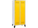 Schäfer Shop Genius Kleiderspind mit Füßen, 2 Abteile, 400 mm Abteilbreite, Zylinderschloss, rapsgelb