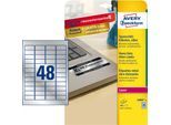 Avery Zweckform Typenschildetiketten L6009-8, extrem robust, geeignet für SW-Laserdrucker, 45,7 x 21,2 mm, 384 Stück/8 A4-Bogen, Polyesterfolie, silber