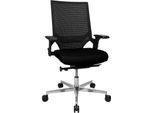 Topstar Bürostuhl T300, Synchronmechanik, mit Armlehnen, Netzrücken Lendenwirbelstütze, Muldensitz, schwarz/schwarz