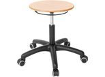 Drehhocker ASSISTENT, mit Rollen, Sitz Buche