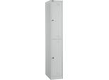 Schäfer Shop Select Garderobenspind, 1 x 2 Abteile, 2-türig, 2 Einlegeböden, Kleiderstange, B 300 x T 457 x H 1800 mm, Qualitätsfeinblech, abschließbar
