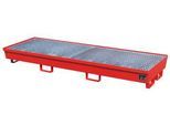 Auffangwanne BAUER AM-4/B, mit Gitterrost, Stahl, 233 l, B 2400 x T 800 x H 285 mm, rot