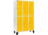 Schäfer Shop Select Kleiderspind, mit 3 x 2 Abteilen, 400 mm, mit Füßen, Zylinderschloss, Tür rapsgelb
