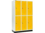 Schäfer Shop Select Kleiderspind, mit 3 x 2 Abteilen, 400 mm, mit Sockel, Zylinderschloss, Tür rapsgelb