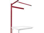 Aufbauportal m. Ausleger, Ansatztisch STANDARD Arbeitstisch/Werkbank UNIVERSAL/PROFI, 1250 mm, rubinrot