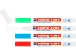 Kreidemarker Edding 4085, für glatte Oberflächen, Strichbreite 1-2 mm, Rundspitze, 4er Set, basic