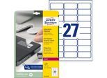 Avery Zweckform Etiketten L6114-20, fälschungssicher, extrem robust, 63,5 x 29,6 mm, 540 Stück/20 A4-Bogen, Folie, weiß