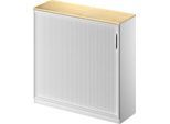 Schäfer Shop Genius Querrollladenschrank TETRIS SOLID, 3 OH, B 1200 mm, inkl. 19 mm Abdeckplatte, Ahorn-Dekor/weißalu/weißalu