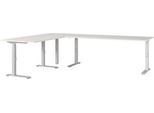 Eckschreibtisch Agenda, mechanisch höhenverstellbar, B 2600 x T 2000 x H 680-910 mm, Lichtgrau/Silber