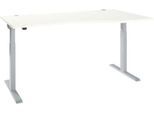 Schäfer Shop Select Schreibtisch ERGO-T 2.0, elektrisch höhenverstellbar, Freiform Ansatz rechts, T-Fuß, B 1800 x H 715-1205 mm, weiß/weißalu