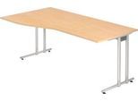 Schreibtisch JENA, C-Fuß, Freiform, B 1800 x T 1000 x H 720 mm, Ahorn-Dekor