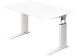 Schreibtisch TARVIS, C-Fuß, Quadrat, B 1200 mm, Gestell weiß, höhenverstellbar, weiß