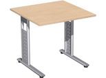 Schreibtisch ALICANTE, C-Fuß, Rechteck, B 800 x T 800 x H 680-820 mm, Buche-Dekor