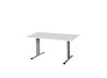 Schäfer Shop Select Besprechungstisch Planova Basic, Rechteck, T-Fuß, B 1400 x T 800 x H 717 mm, lichtgrau/weißaluminium RAL 9006