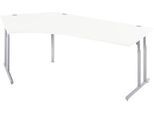 Schäfer Shop Select Winkelschreibtisch COMBITEC, 135° Winkel links, C-Fuß, B 2165 x T 800/800 x H 677-817 mm, weiß/weißalu
