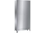 Edelstahl-Flügeltürenschrank, 2-türig, mit 4 Füßen, B 1000 x T 500 x H 1950 mm
