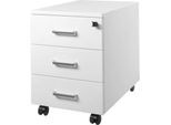 Schäfer Shop Pure Rollcontainer 333, 3 Schübe, abschließbar, Metallgriffe, Feinblech pulverbeschichtet, B 420 x T 600 x H 570 mm, weiß