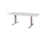 Schäfer Shop Select Besprechungstisch Planova Basic, Boot, T-Fuß, B 2000 x T 1000 x H 717 mm, lichtgrau/weißaluminium RAL 9006