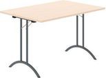 Schäfer Shop Select Klapptisch, Rechteck, Doppel-T-Fußgestell, Spezial-Klappbeschlag & Bodenausgleich, B 1200 x T 800 x H 720 mm, Ahorn-Dekor/anthrazit