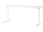 Schreibtisch Porto, mechanisch höheneinstellbar, C-Fuß, B 1600 x T 800 x H 680-910 mm, weiß/weiß