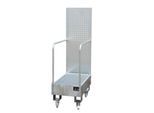 Fahrbare Auffangwanne LPW 60-3, mit Lochplattenwand, aus Stahl, Kapazität 2 x 60-Liter Fass, verzinkt